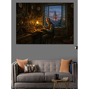 Atölyede Usta Saatçi Dekoratif Kanvas - Mdf Ahşap Tablo