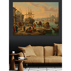 Liman Kalabalığında Yeni Umutlar Dekoratif Kanvas - Mdf Ahşap Tablo 100x140 cm