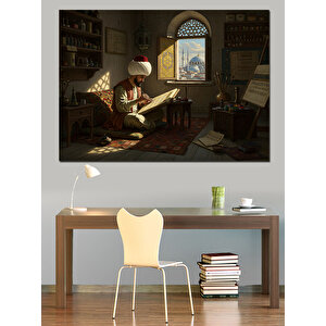 Medresede Ders Çalışması Dekoratif Kanvas - Mdf Ahşap Tablo 25x35 cm
