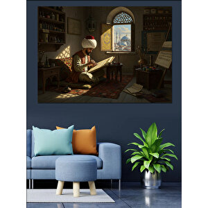 Medresede Ders Çalışması Dekoratif Kanvas - Mdf Ahşap Tablo 70x100 cm