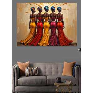 Renkli Elbise Siyah Tenli Kadınlar Dekoratif Kanvas - Mdf Ahşap Tablo 70x100 cm