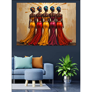 Renkli Elbise Siyah Tenli Kadınlar Dekoratif Kanvas - Mdf Ahşap Tablo