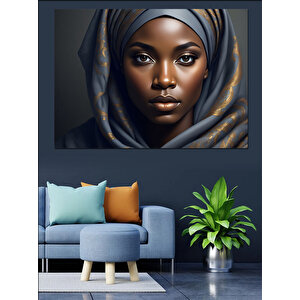 Bakışlarında Zarif Asalet Kadın Dekoratif Kanvas - Mdf Ahşap Tablo 35x50 cm