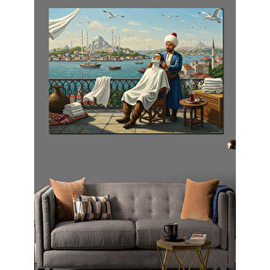 Boğazda Tıraş Keyfi Günü Dekoratif Kanvas - Mdf Ahşap Tablo 100x140 cm