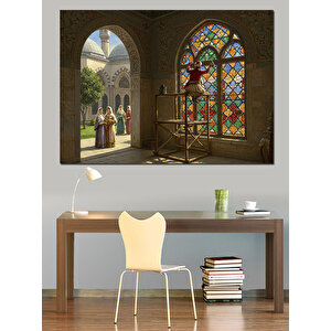 Vitraylı Pencerede Onarım Çalışması Dekoratif Kanvas - Mdf Ahşap Tablo 70x100 cm