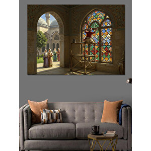 Vitraylı Pencerede Onarım Çalışması Dekoratif Kanvas - Mdf Ahşap Tablo 50x70 cm