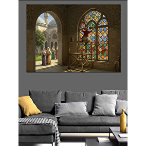 Vitraylı Pencerede Onarım Çalışması Dekoratif Kanvas - Mdf Ahşap Tablo