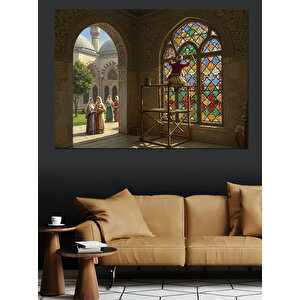 Vitraylı Pencerede Onarım Çalışması Dekoratif Kanvas - Mdf Ahşap Tablo