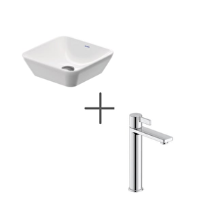 D-neo 40 Cm Kare Çanak Lavabo Ve D-neo Lavabo Bataryası Large