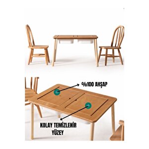 Montessori̇ Çi̇ft Hazneli̇ 2 Sandalyeli̇ Akti̇vi̇te Masasi Hugo