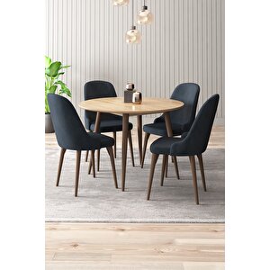 Adel Serisi 90x90 Atlantik Çam Mdf Mutfak Masa Takımı 4 Adet Sandalye Antrasit