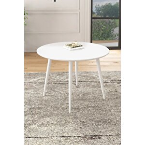 Adel Serisi Beyaz 90x90 Mdf Masa mutfak Masa Takımı,  yemek Odası Takımı 4 Adet Sandalye Krem