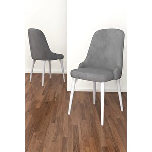 Adel Serisi Beyaz 90x90 Mdf Masa mutfak Masa Takımı,  yemek Odası Takımı 4 Adet Sandalye Gri