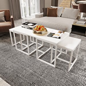 Nest 2+1 Sehpa Seti Beyaz/Beyaz