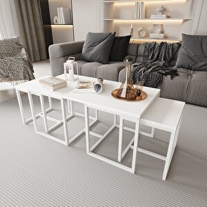 Nest 2+1 Sehpa Seti Beyaz/Beyaz
