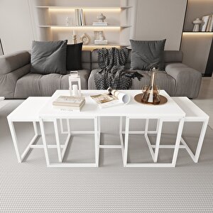 Nest 2+1 Sehpa Seti Beyaz/Beyaz