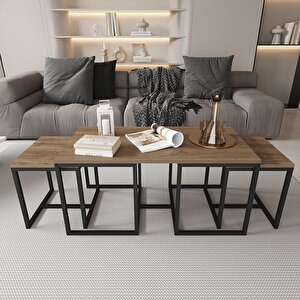 Nest 2+1 Sehpa Seti Siyah - Kahverengi