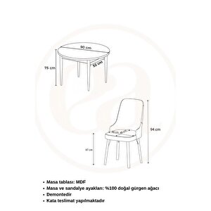 Adel Serisi Beyaz 90x90 Mdf Masa mutfak Masa Takımı,  yemek Odası Takımı 4 Adet Sandalye