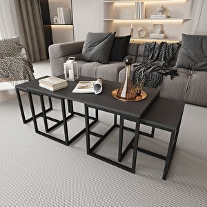 Nest 2+1 Sehpa Seti Siyah Antrasit