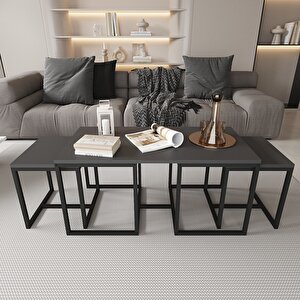 Nest 2+1 Sehpa Seti Siyah Antrasit