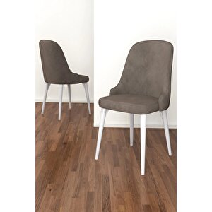 Adel Serisi Beyaz 90x90 Mdf Masa mutfak Masa Takımı,  yemek Odası Takımı 4 Adet Sandalye Cappuccino