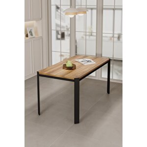 Nexa Siyah Metal Ayaklı 70x120 Sabit Masa Yemek Odası Takımı, Mutfak Takımı 4 Adet Sandalye Cappuccino