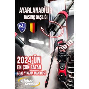 Lieber German Teknoloji Lyk180 Elektrikli Başlık Ayarlı Yüksek Basınçlı 180 Bar/psi Bahçe Ve Oto Yıkama Makinesi