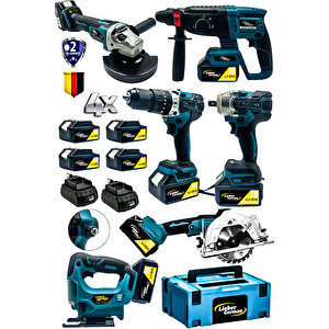 Lieber German 21v 6lı Makina Seti Hilti Somun Sıkma Taşlama Daire Testere Dekupaj Darbeli Matkap