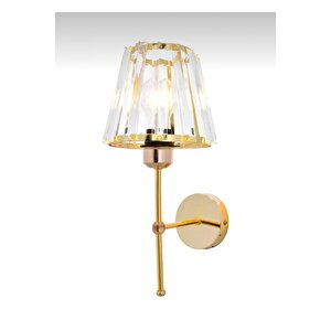 Modern Kristal Taşlı Kablosuz Tak Çalıştır Pilli Aplik Gold Sarı