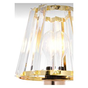 Modern Kristal Taşlı Kablosuz Tak Çalıştır Pilli Aplik Gold Sarı