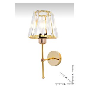 Modern Kristal Taşlı Kablosuz Tak Çalıştır Pilli Aplik Gold Sarı