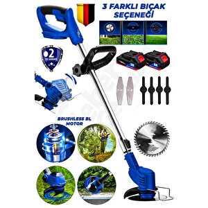 Lieber German Mrs Blu 21 Volt 2 Ah Bl Kömürsüz Motor 2x Batarya Ot Çim Çalı Kenar Biçme Tırpan Makinesi
