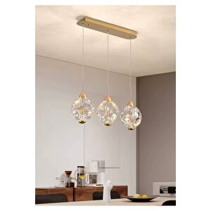 Modern Led Sarkıt Avize French Gold Kristal Taşlar Şık Görsellilk Katar 3 Lü