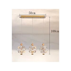 Modern Led Sarkıt Avize French Gold Kristal Taşlar Şık Görsellilk Katar 3 Lü