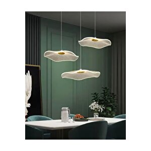 Modern Lotus Sarkıt Avize 3 Lü Sarkıt Avize French Gold Sarı Power Led Avize Warm White Gün Işığı