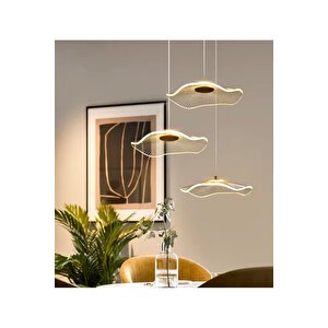 Modern Lotus Sarkıt Avize 3 Lü Sarkıt Avize French Gold Sarı Power Led Avize Warm White Gün Işığı