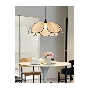 Modern İskandinav Blume Çiçek Sarkıt Avize Açık Krem Boheme Salon Oturma Odası Mutfak Avizesi