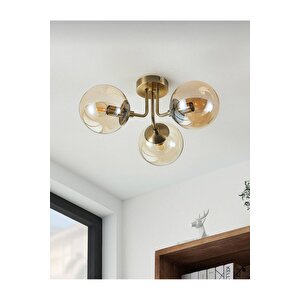 Modern Tasarım Tavana Sıfır Emma Bal Glop Camlı Avize Salon Mutfak Oturma Odası Avize Eskitme Gold