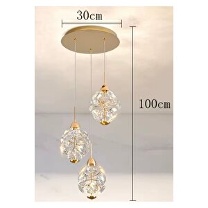 Modern Led Sarkıt Avize French Gold Kristal Taşlar Şık Görsellilk Katar 3 Lü