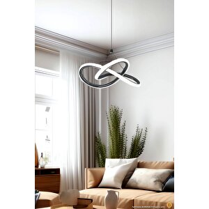 Modern Tekli Sarkıt Power Led Avize Siyah Beyaz Işık Ledli Avize