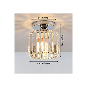 Modern Crystal Lüks Kristal Taşlı Plafonyer Tavan Avize Gümüş Krom