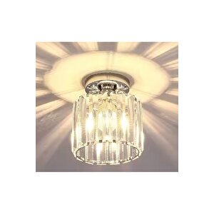 Modern Crystal Lüks Kristal Taşlı Plafonyer Tavan Avize Gümüş Krom