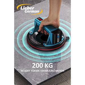 Lieber German 2x Akülü 200 Kg Kapasiteli Dijital Ekranlı Çift Motorlu Cam Vantuzu Yuvarlak