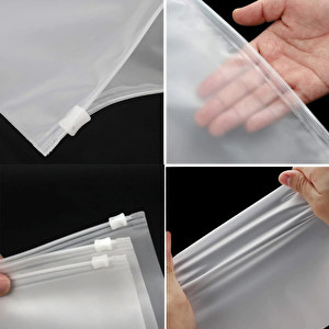 50 X 60 Cm Fermuarlı Buzlu Kargo Poşeti -130mikron (100 Adet) Valiz Ve Dolap Içi Düzenleyici Buzlu Fermuarlı Poşet Torba