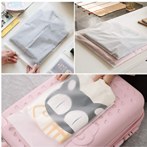50 X 60 Cm Fermuarlı Buzlu Kargo Poşeti -130mikron (100 Adet) Valiz Ve Dolap Içi Düzenleyici Buzlu Fermuarlı Poşet Torba