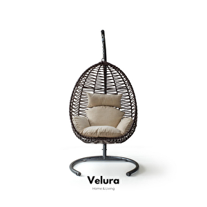 Class Bahçe Salıncağı - Kahve Rattan Krem Minder