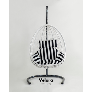 Deco Bahçe Salıncağı - Beyaz Rattan Zebra Minder