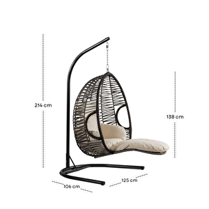 Max Bahçe Salıncağı - Kahve Rattan Zebra Minder