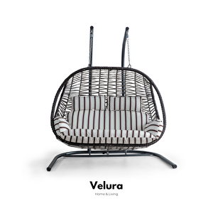 Pop Bahçe Salıncağı Çift Kişilik - Kahve Rattan Zebra Minder