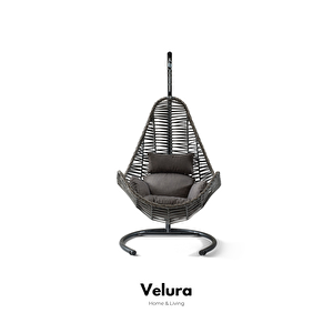 Zen Bahçe Salıncağı - Gri Rattan Gri Minder